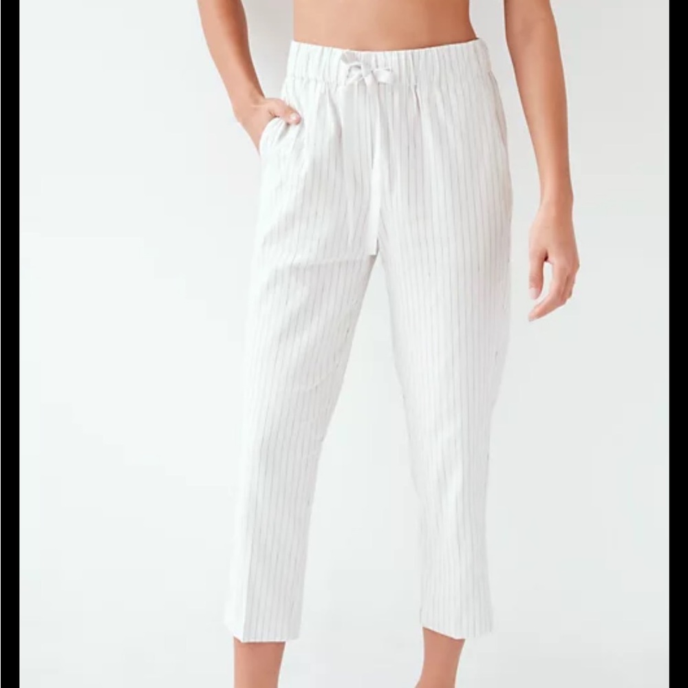 Wilfred White Striped Ankle Pants